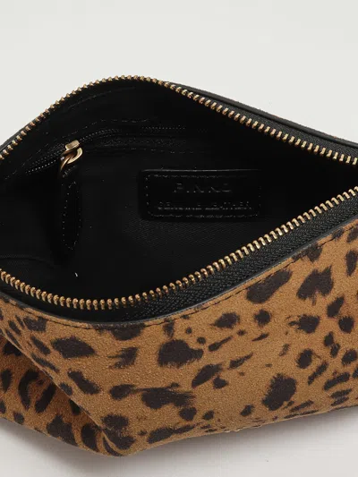 Pinko Flat Horizontal Mini Suede Clutch In Animal Print