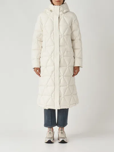 K-way Quilted Thermo Microfiber Coat With Adjustable Hood In Neutral