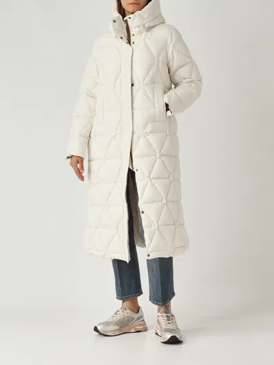 K-way Quilted Thermo Microfiber Coat With Adjustable Hood In Neutral