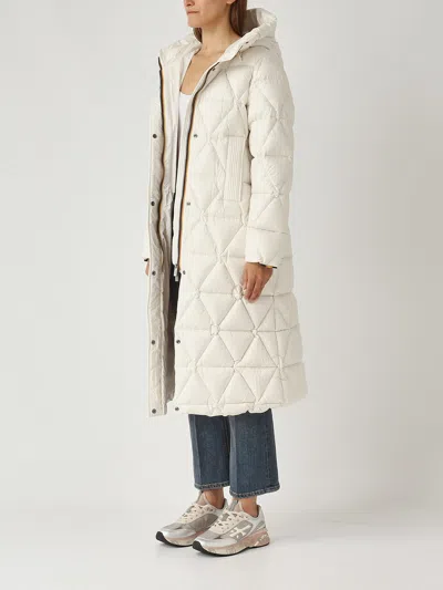 K-way Quilted Thermo Microfiber Coat With Adjustable Hood In Neutral