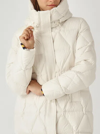 K-way Quilted Thermo Microfiber Coat With Adjustable Hood In Neutral