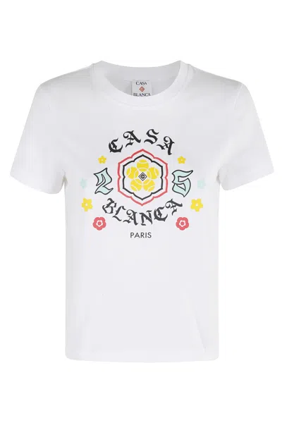 Casablanca White Cotton T-shirt With Print In White