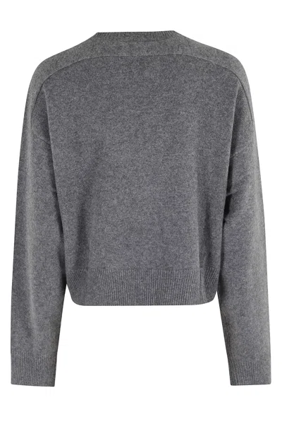 Loulou Studio Anzor Lds V Neck Boxy Sweater In Gray