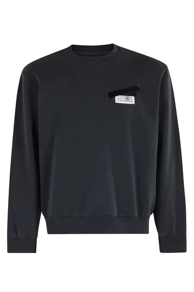 Mm6 Maison Margiela Mm6 By Maison Margiela Wool Taped Label Crewneck Sweater In Black