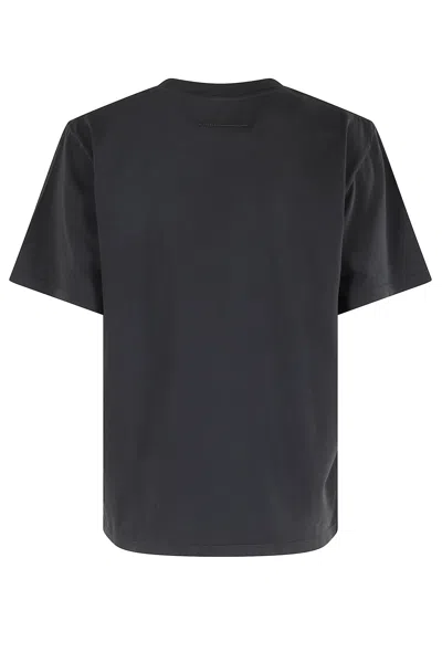 Mm6 Maison Margiela Black T-shirt With Numeric Patch And Tape Detail In Gray