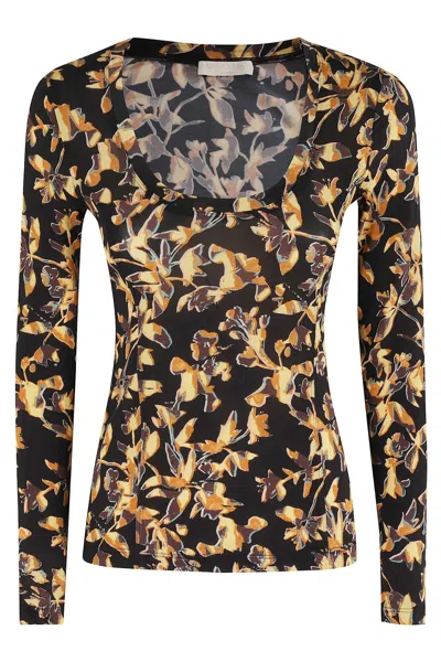 Ulla Johnson Aris Jersey Long Sleeve U Neck Top In Brown