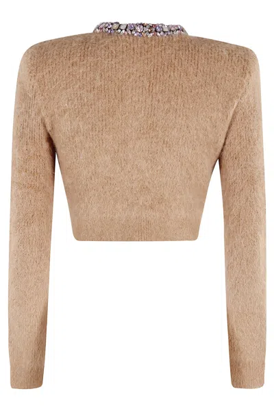 Self-portrait Brown Cardigan With Decorated Trim In Brown