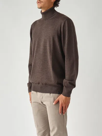 Fay F12 Cocoa Turtleneck Sweater In Brown