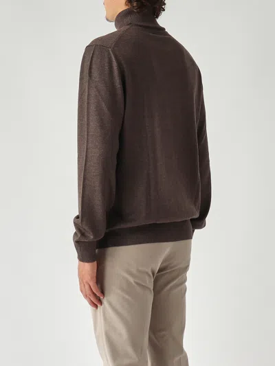 Fay F12 Cocoa Turtleneck Sweater In Brown
