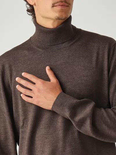 Fay F12 Cocoa Turtleneck Sweater In Brown