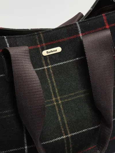 Barbour Turnberry Tartan In Misto Lana E Finiture In Ecopelle Tote In Black