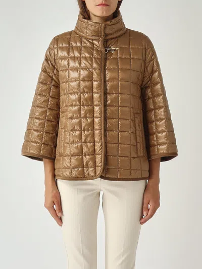 Fay Women Nylon Quilted Cape In Brown
