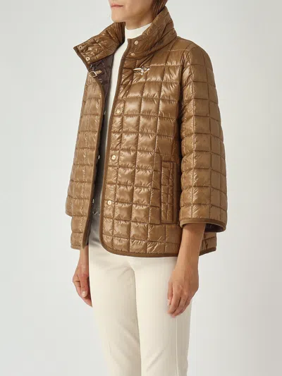 Fay Women Nylon Quilted Cape In Brown