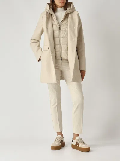 Fay Double-breasted Toggle Front Coat In Melange Wool Blend In White