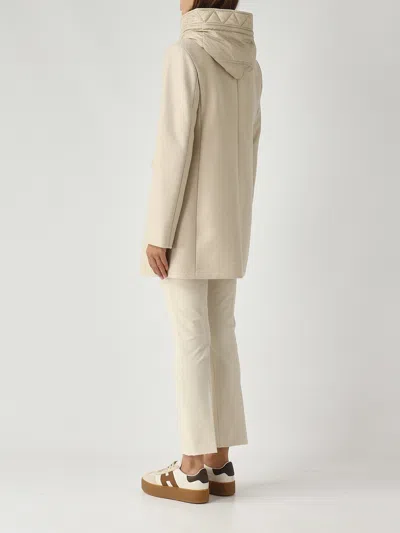 Fay Double-breasted Toggle Front Coat In Melange Wool Blend In White