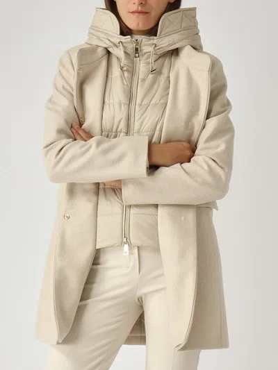 Fay Double-breasted Toggle Front Coat In Melange Wool Blend In White