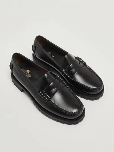 Sebago Dan Lug Woman. Mocassino 4 Stagioni Slip-on Con Beefroll. Realizzato In Pelle Pieno Fiore Spazzolata In Black