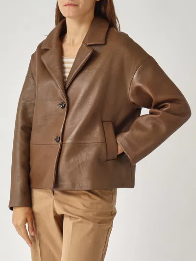 The Jackie Leather Jammy Leather Jacket In Brown
