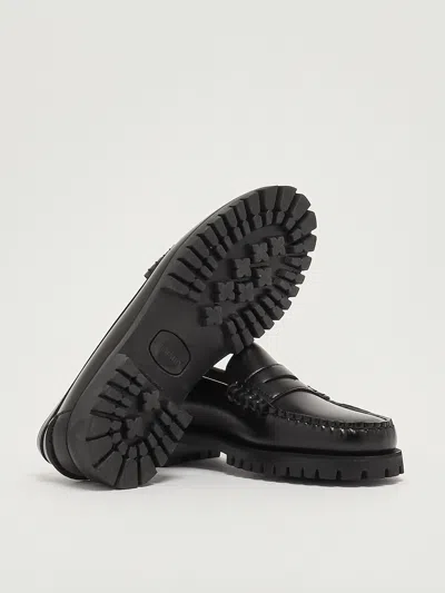 Sebago Dan Lug Woman. Mocassino 4 Stagioni Slip-on Con Beefroll. Realizzato In Pelle Pieno Fiore Spazzolata In Black