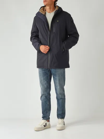 Blauer Giubbotto Devon Termonastrato Impermeabile Con Cappuccio E Pelliccia Ecologica Interno Jacket In Black