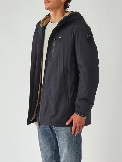 Blauer Giubbotto Devon Termonastrato Impermeabile Con Cappuccio E Pelliccia Ecologica Interno Jacket In Black