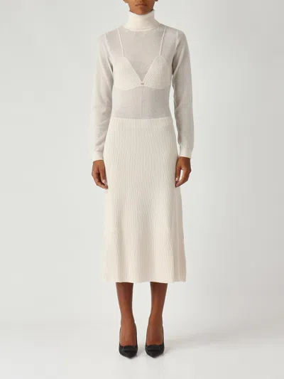 Elisabetta Franchi Lana Dress In Neutral