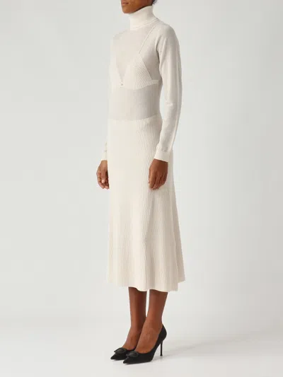 Elisabetta Franchi Lana Dress In Neutral