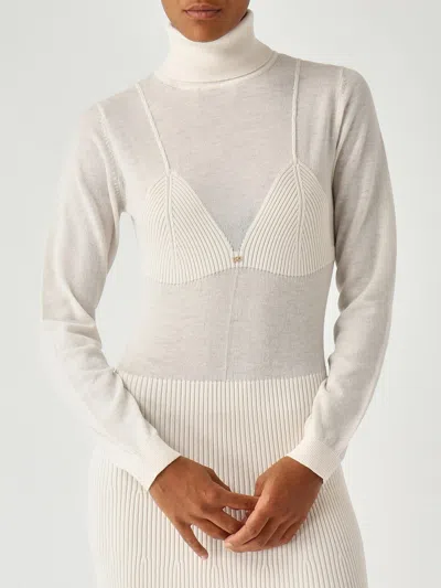 Elisabetta Franchi Lana Dress In Neutral