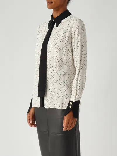 Elisabetta Franchi Georgette Shirt With Two-tone Logo Print In Neutral