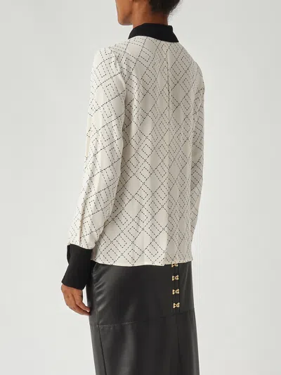 Elisabetta Franchi Georgette Shirt With Two-tone Logo Print In Neutral
