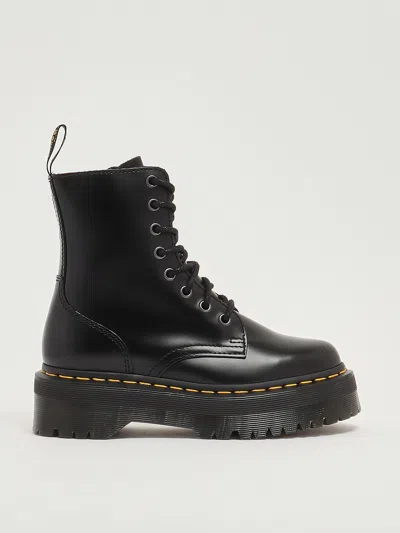 Dr. Martens Smooth Leather Platform Boots With Side Zip Closure In Black