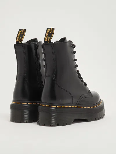 Dr. Martens Smooth Leather Platform Boots With Side Zip Closure In Black