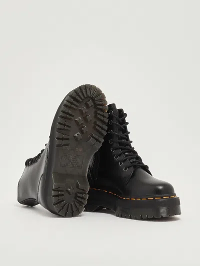 Dr. Martens Smooth Leather Platform Boots With Side Zip Closure In Black
