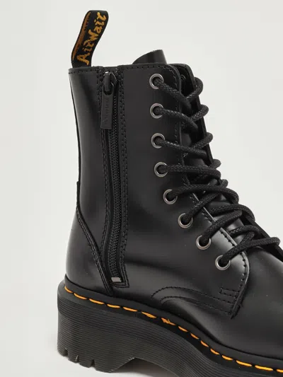 Dr. Martens Smooth Leather Platform Boots With Side Zip Closure In Black