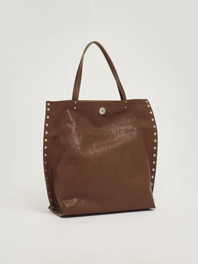 Zanellato Studded Leather Shoulder Bag With Dual Handles In Brown