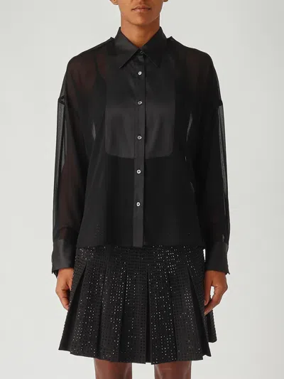 Pinko Marquilla Camicia Georgette Satin Shirt In Black