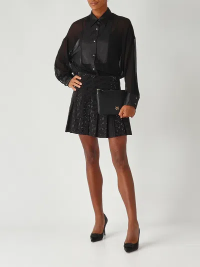 Pinko Marquilla Camicia Georgette Satin Shirt In Black