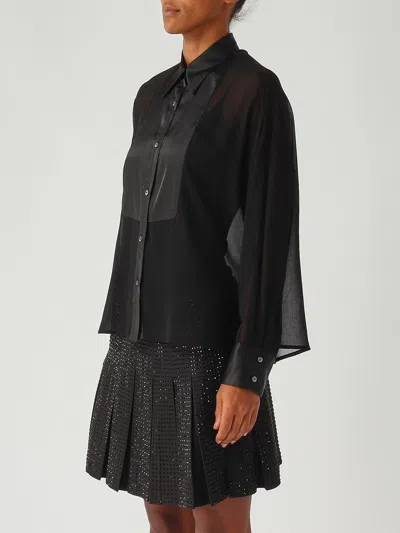 Pinko Marquilla Camicia Georgette Satin Shirt In Black
