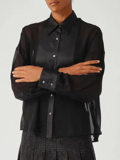 Pinko Marquilla Camicia Georgette Satin Shirt In Black
