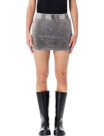 Alexander Wang T T By Alexander Wang Washed Grey Mid-rise Mini Skort With Embossed Logo In Gray