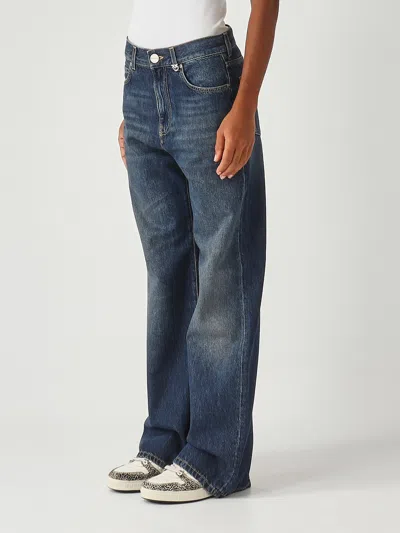 Pinko Wanda Wide Leg Jeans In Medium Dark Vintage Wash In Blue