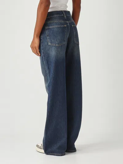 Pinko Wanda Wide Leg Jeans In Medium Dark Vintage Wash In Blue