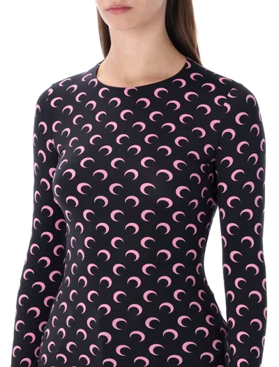 Marine Serre Moon Printed Jersey Long Sleeve Crewneck Top
