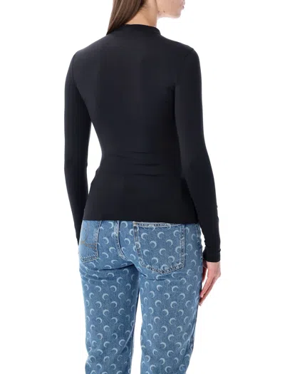 Marine Serre Turtleneck Sweater With Moon Logo And Rhinestones In Black