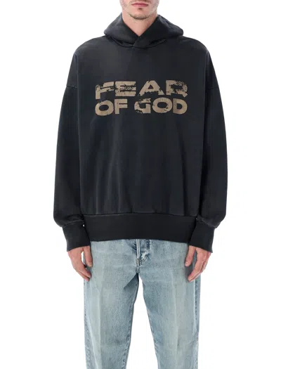 Fear Of God Hooded Knitwear With Ribbed Cuffs And Hem In Blue