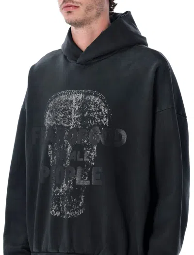 Fear Of God Panther Graphic Hooded Sweatshirt With Ribbed Cuffs In Black
