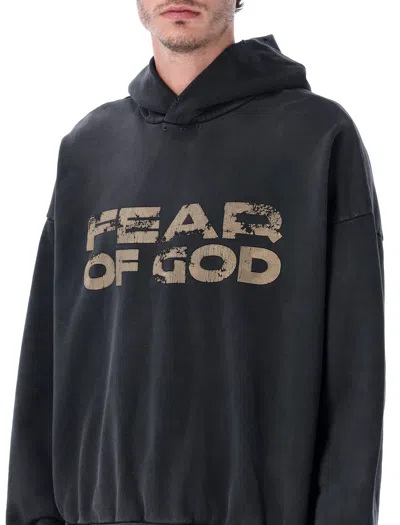 Fear Of God Hooded Knitwear With Ribbed Cuffs And Hem In Blue