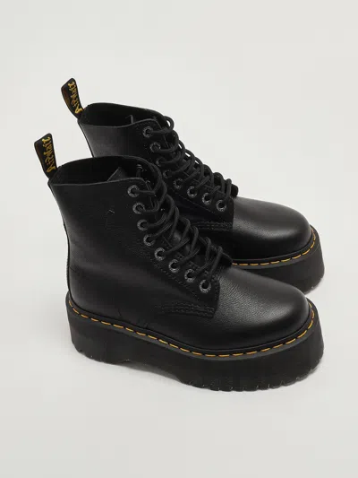 Dr. Martens Smooth Leather Platform Boots With Side Zip Closure In Black