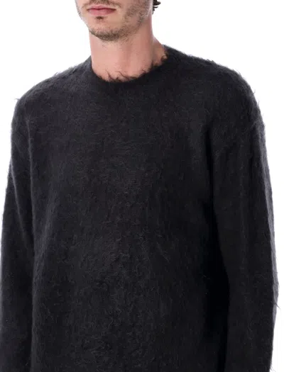 Auralee Cozy Long Sleeve Crew Neck Sweater In Black