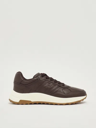 Hogan Hyperlight Leather Trainers In Brown